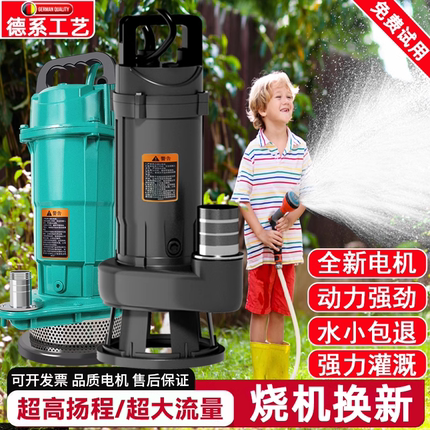 潜水泵家用220V抽水泵小型清污水泵农用灌溉排污高扬程抽水机井水