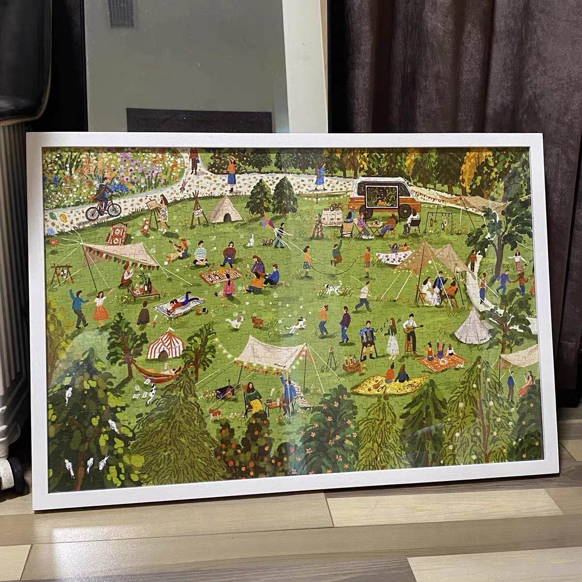 拼图框1000片50x75框架50x70装裱500片挂墙简约实木框可定制