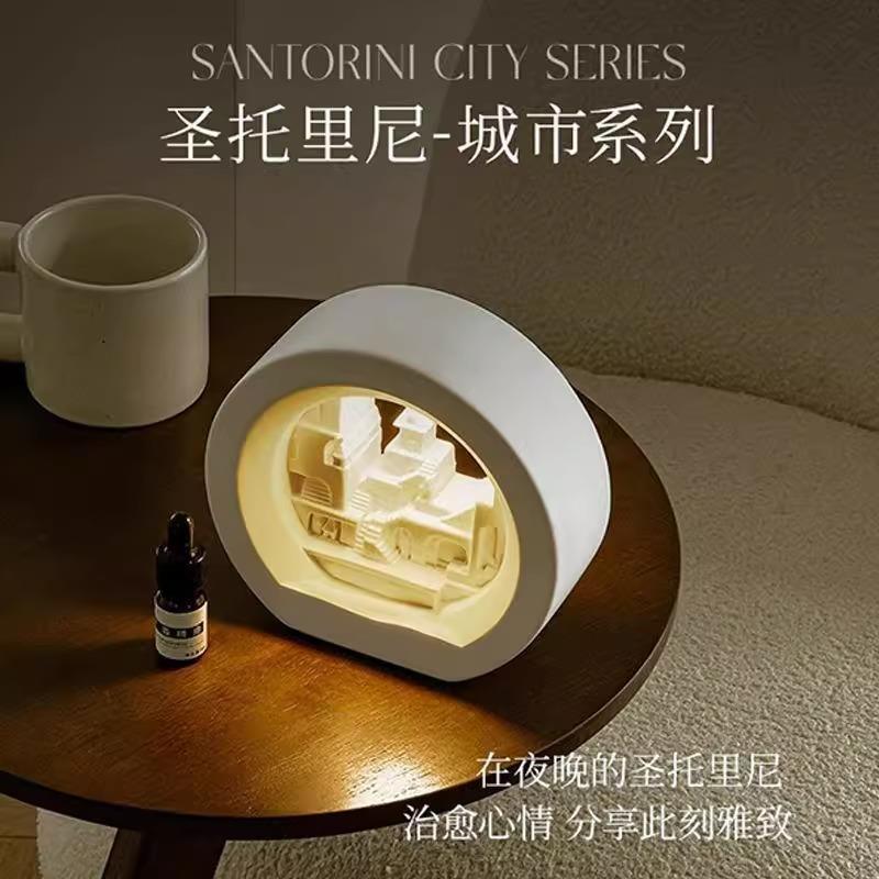 圣托里尼扩香石香薰氛围小夜灯卧室摆件众高级男女生日520礼物盒
