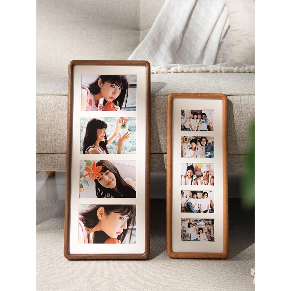 时几初长条实木多张照片组合相框挂墙6联情侣结婚照片6寸DIY定制