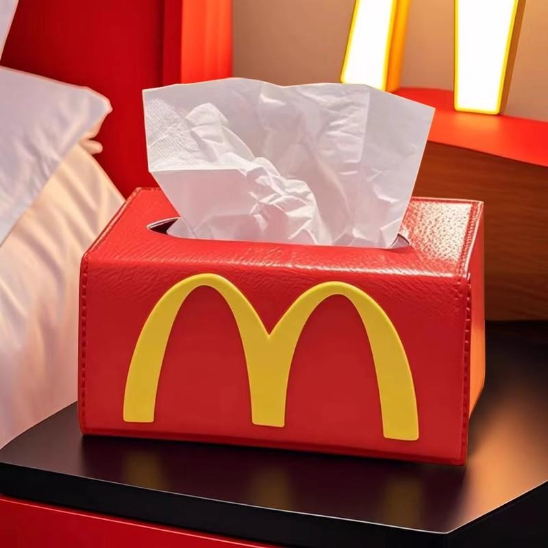 创意麦当劳周边纸巾盒家用客厅餐桌桌面卫生纸盒轻奢高级感装饰摆