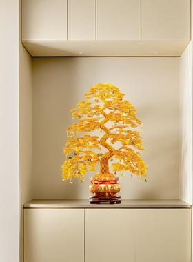 中式新居新宅乔迁开业手工招财树发财树成品送礼客厅精装大摆件