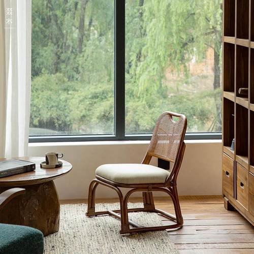 叕木|东南亚藤艺藤编单人小椅子进口天然植物真藤家用休闲茶室椅