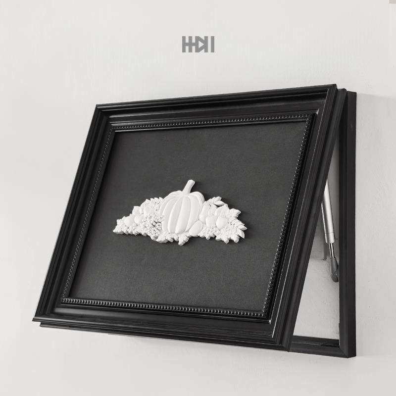 中古风液压杆电表箱电表盒遮挡水泥立体浮雕雕塑装饰画盖板相框