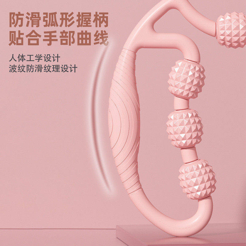 训练器材拉伸腿部肌肉跳绳按摩小腿环形夹腿滚轮硅胶轴瘦腿神器