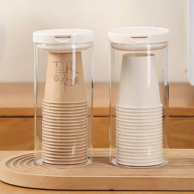一次性杯子专用收纳盒装放茶杯纸杯防尘筒置物托架水杯桌面取杯器