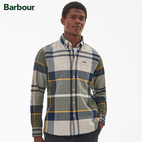 男士格纹长袖休闲衬衫