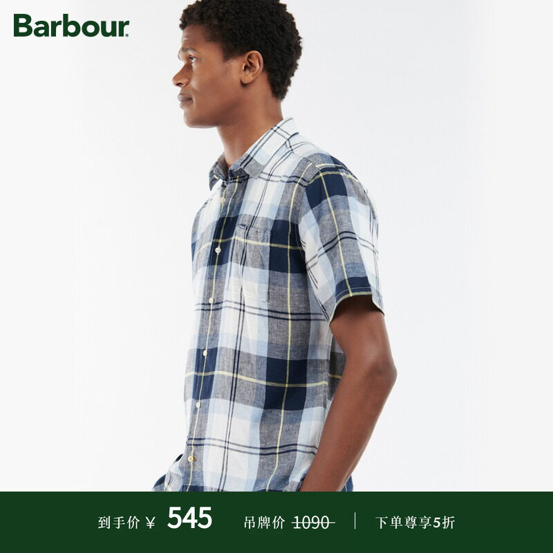 BARBOUR男士夏款修身短袖衬衫图片