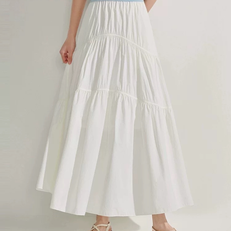 章若楠同款|原纱防晒UPF100+半身裙女2026年夏季淡人穿搭白裙