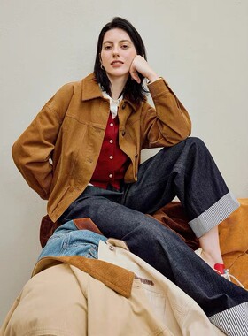 热可可巴恩风美式复古夹克女2026年秋季新款灯芯绒美拉德外套