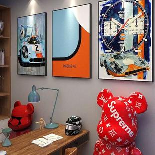 海湾石油gulf涂装 饰画 汽车挂画保时捷917勒芒赛车壁画车库卧室装