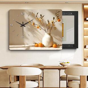 2025新款花卉电表箱装饰画带钟表配电箱遮挡电闸盒电源开关墙挂画