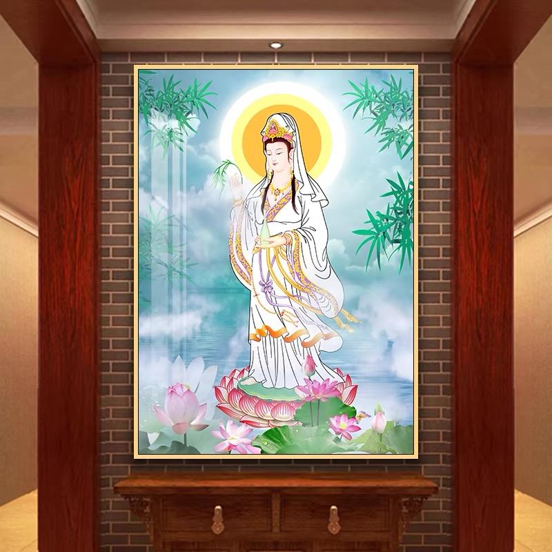 观世音观音菩萨画像普贤文殊地藏大势至弥勒佛像玄关家用供奉挂画