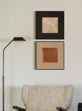 奶油中古风抽象简约艺术小众挂画画黑色系侘寂风高级感民宿装饰画