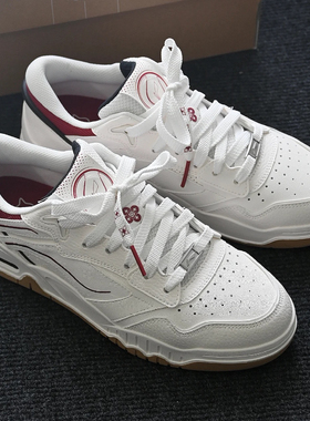 李宁正品月白3 男子减震回弹低帮轻便耐磨复古百搭休闲鞋AGCV077