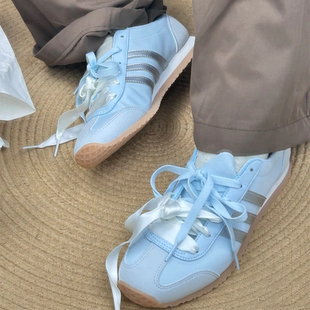adidas VS JOG 2.0 舒适柔软系带薄底冰淇淋T头鞋 德训鞋KH5559