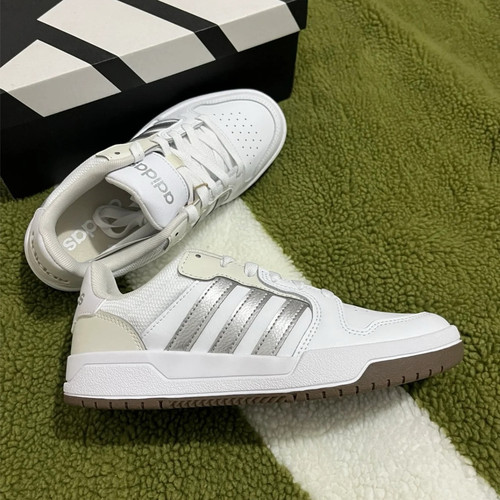 Adidas neo Entrap 阿迪达斯女子马卡龙白蓝棕低帮休闲板鞋JP9959