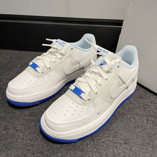 Nike Air Force 1 皮革 休闲 防滑耐磨板鞋 GS 白蓝色FB1844-111
