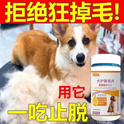 狗狗掉毛吃什么专用药卵磷脂柯基金毛维生素鱼油防严重掉毛吃什么