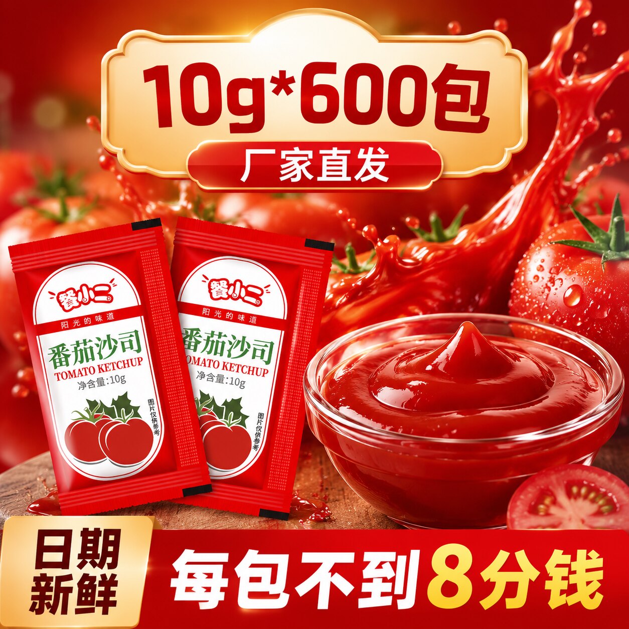 番茄酱小包装10g&times;600包小袋装外卖商用汉堡薯条炸鸡小袋番茄沙司