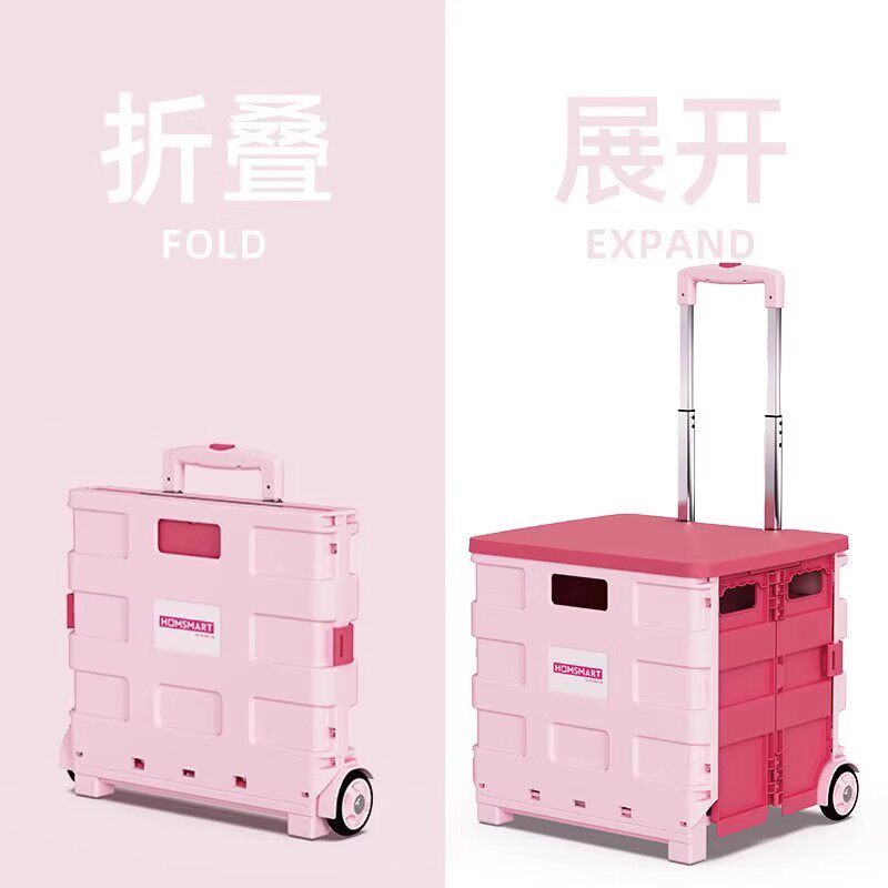 拉杆收纳箱子周转带轮滑户外露营手拉整理折叠小推车漫展学生装书