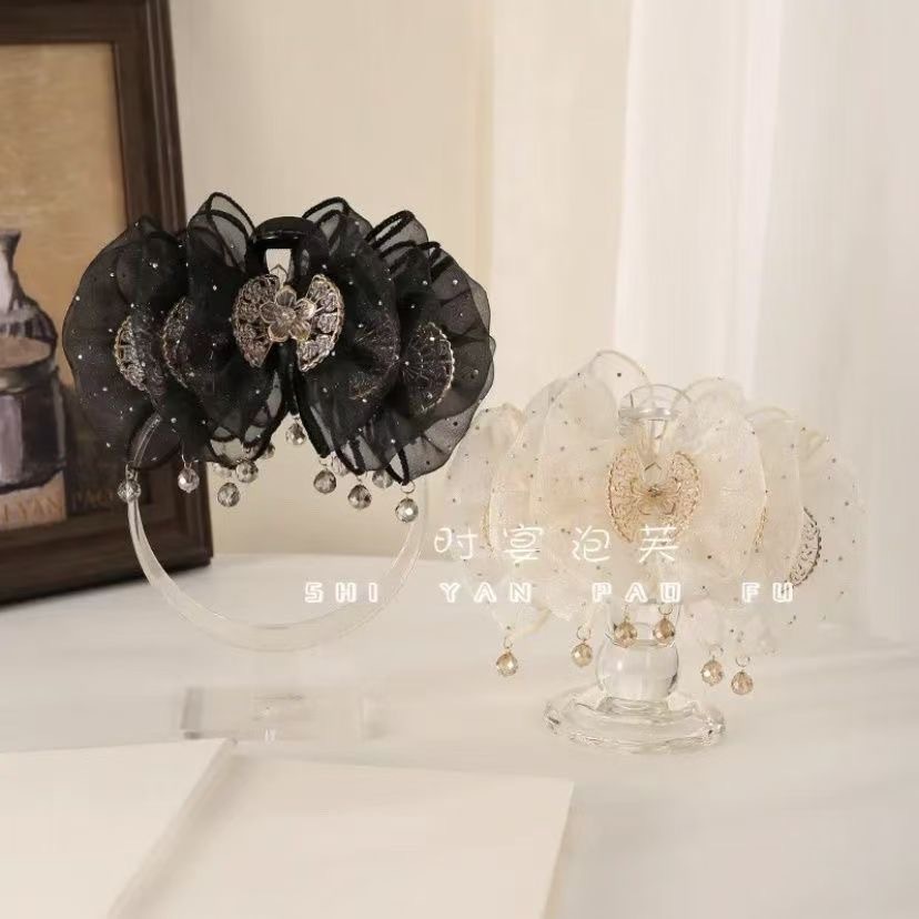 国风盘发褶皱云朵泡泡抓夹2025新款感饱满后脑勺发夹头饰女款