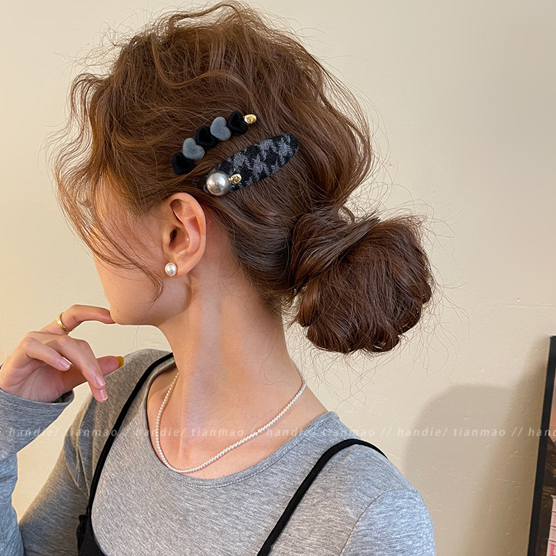 tktk爱心撞色侧边夹发夹女感2025新款前额一字发卡碎发刘海夹头饰