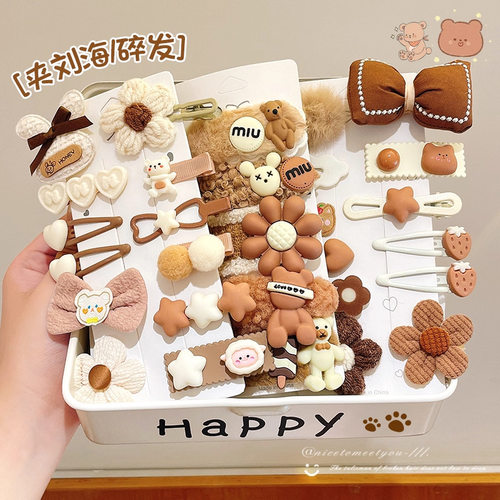 tktk儿童bb夹毛绒发夹女前额刘海碎发侧边夹子女童宝宝头饰发卡子