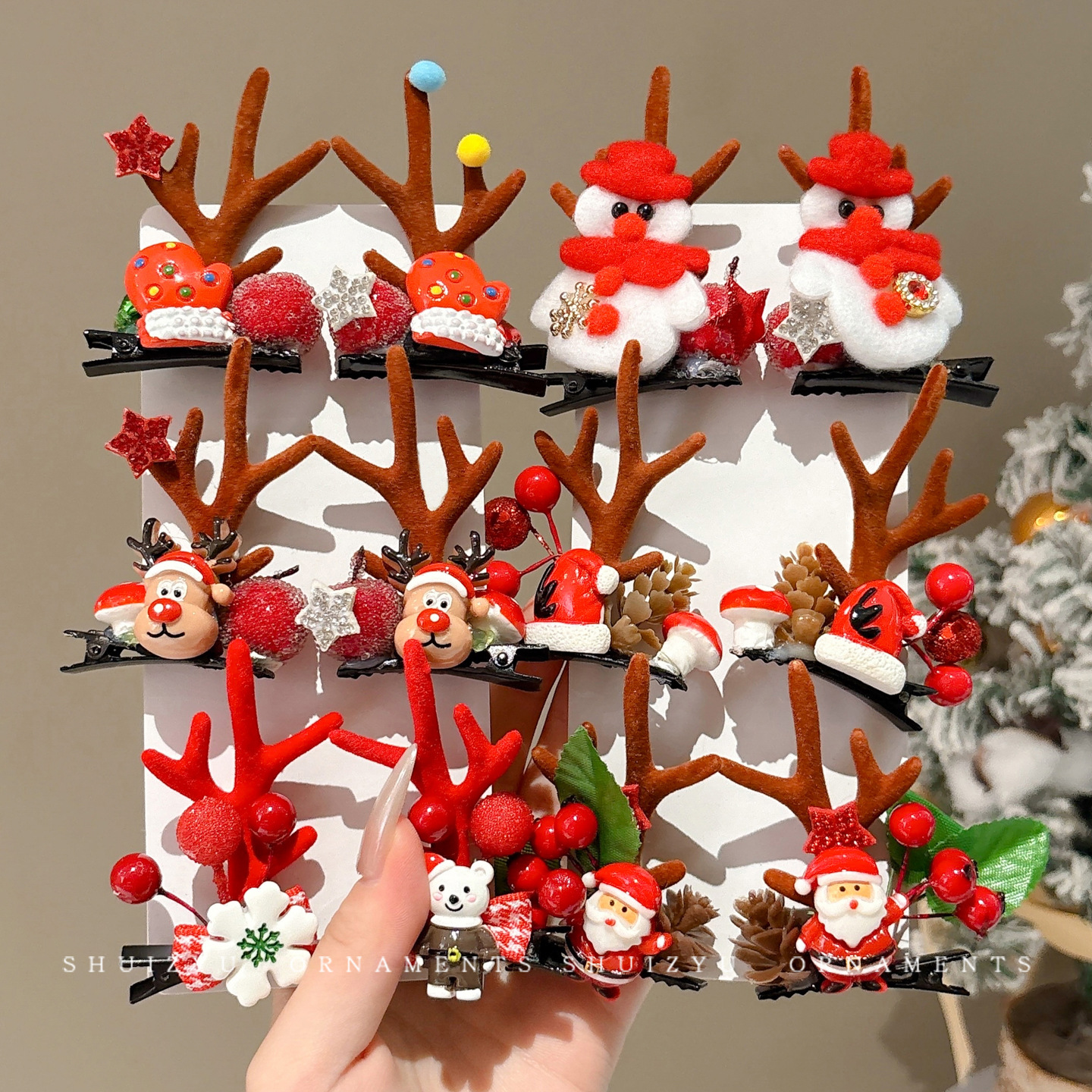 圣诞节可爱侧边夹发卡2025新款麋鹿发夹女前额鹿角bb夹夹子头饰