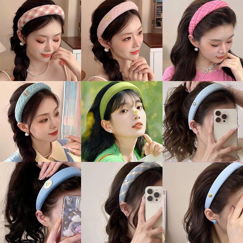 TKTK2025夏季新款网红轻奢发箍女高颅顶头饰多巴胺发卡气质发捆