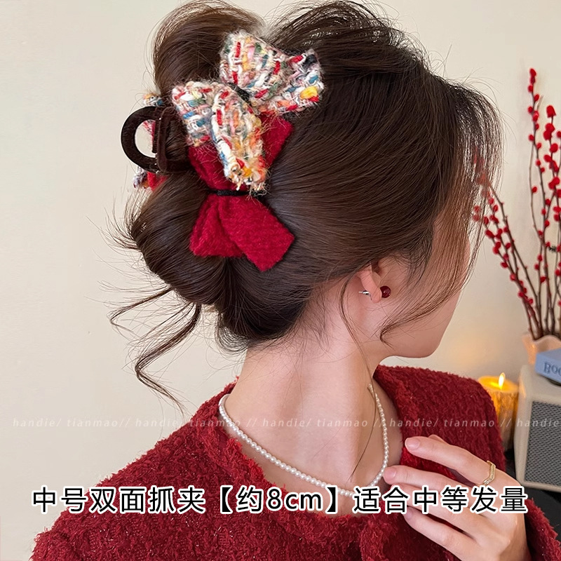 tktk小香风蝴蝶结抓夹女气质后脑勺发夹鲨鱼夹秋冬2025新款感头饰