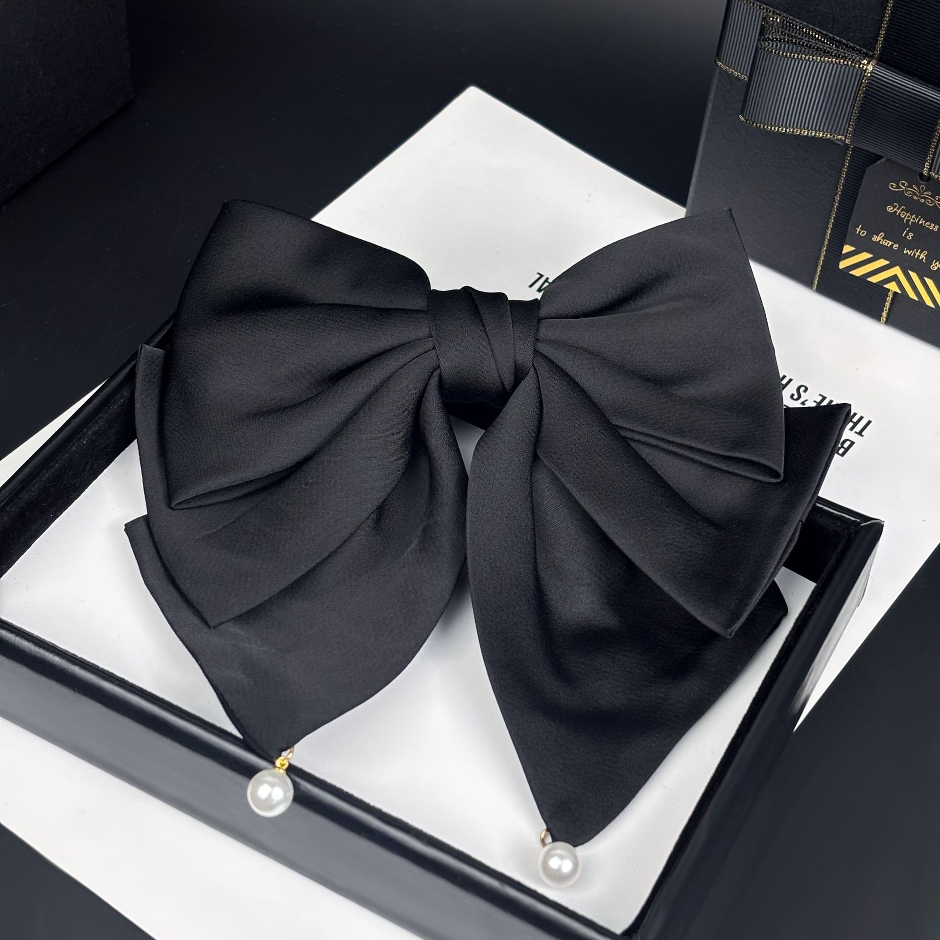 超仙大号蝴蝶结珍珠发夹感甜美公主头扎发氛围感弹簧夹头饰