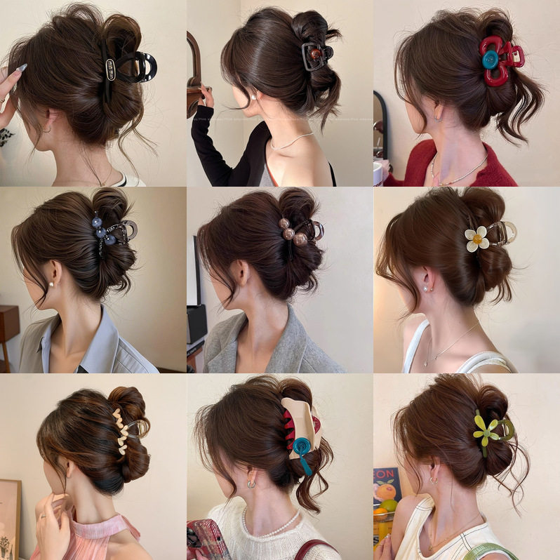 TKTK鲨鱼夹高颜值半扎发抓夹小号卡子发夹法式ins风发量少小香风