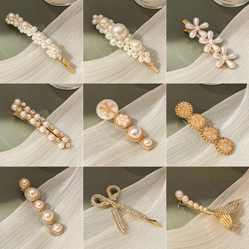 珍珠发夹女侧边刘海夹子头饰bb夹后脑勺碎发整理发卡感一字夹