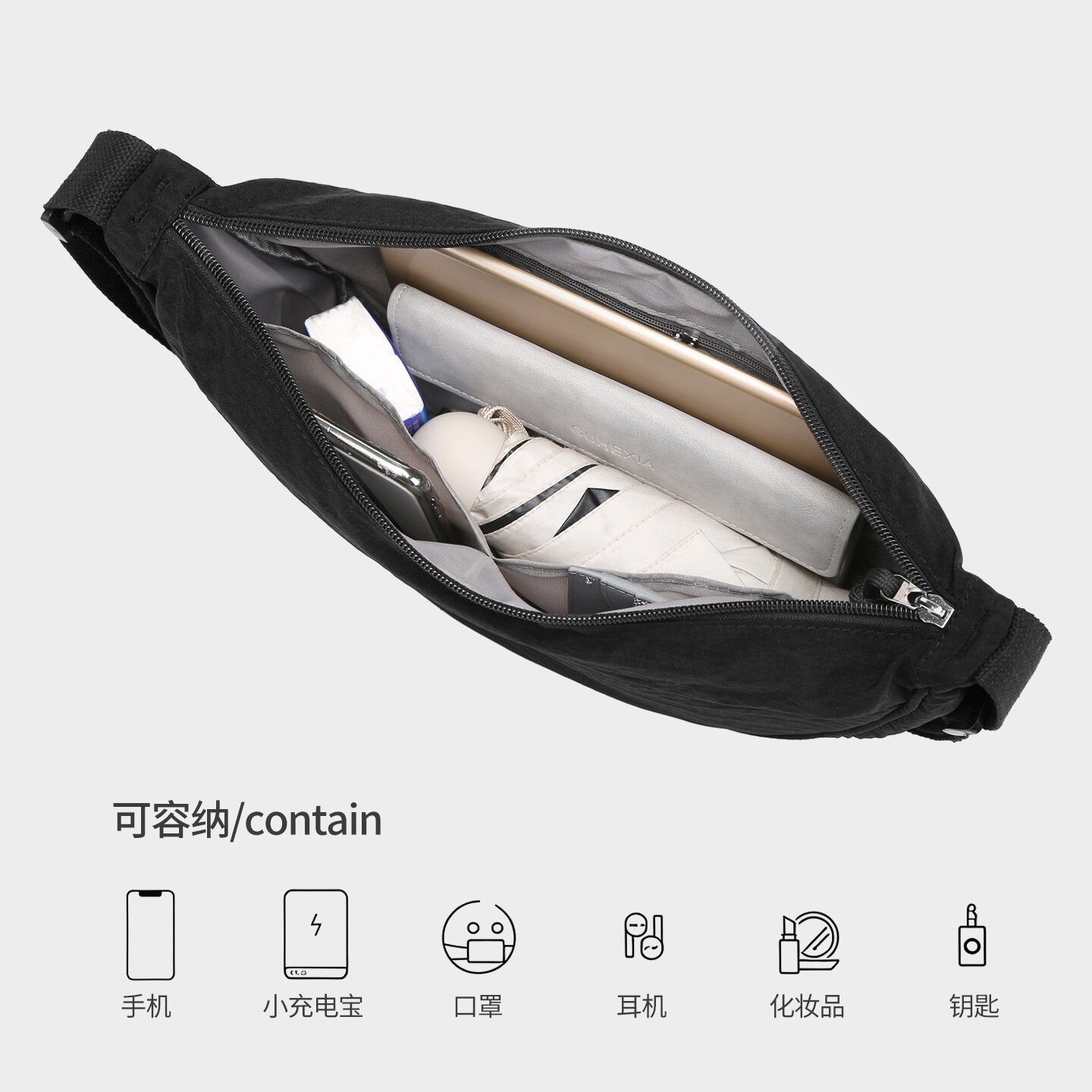 新款单肩斜挎包女士单肩包尼龙包饺子包学生单肩包布包手机包小挎