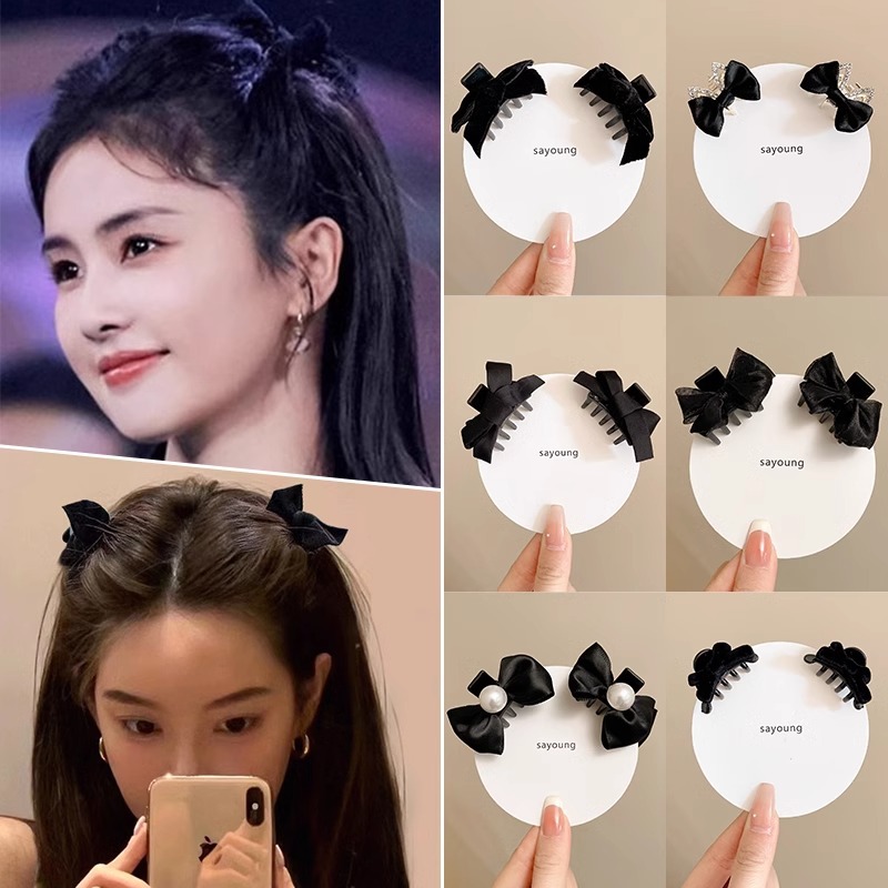 蝴蝶结前额刘海夹碎发夹发卡头饰女头发夹子抓夹鲨鱼夹公主头发夹