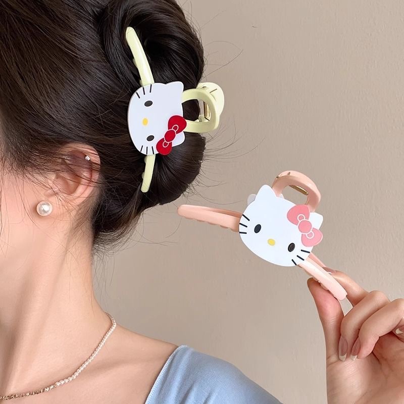 大号抓夹女可爱新款KT猫咪发夹后脑勺盘发鲨鱼夹韩国网红ins发抓