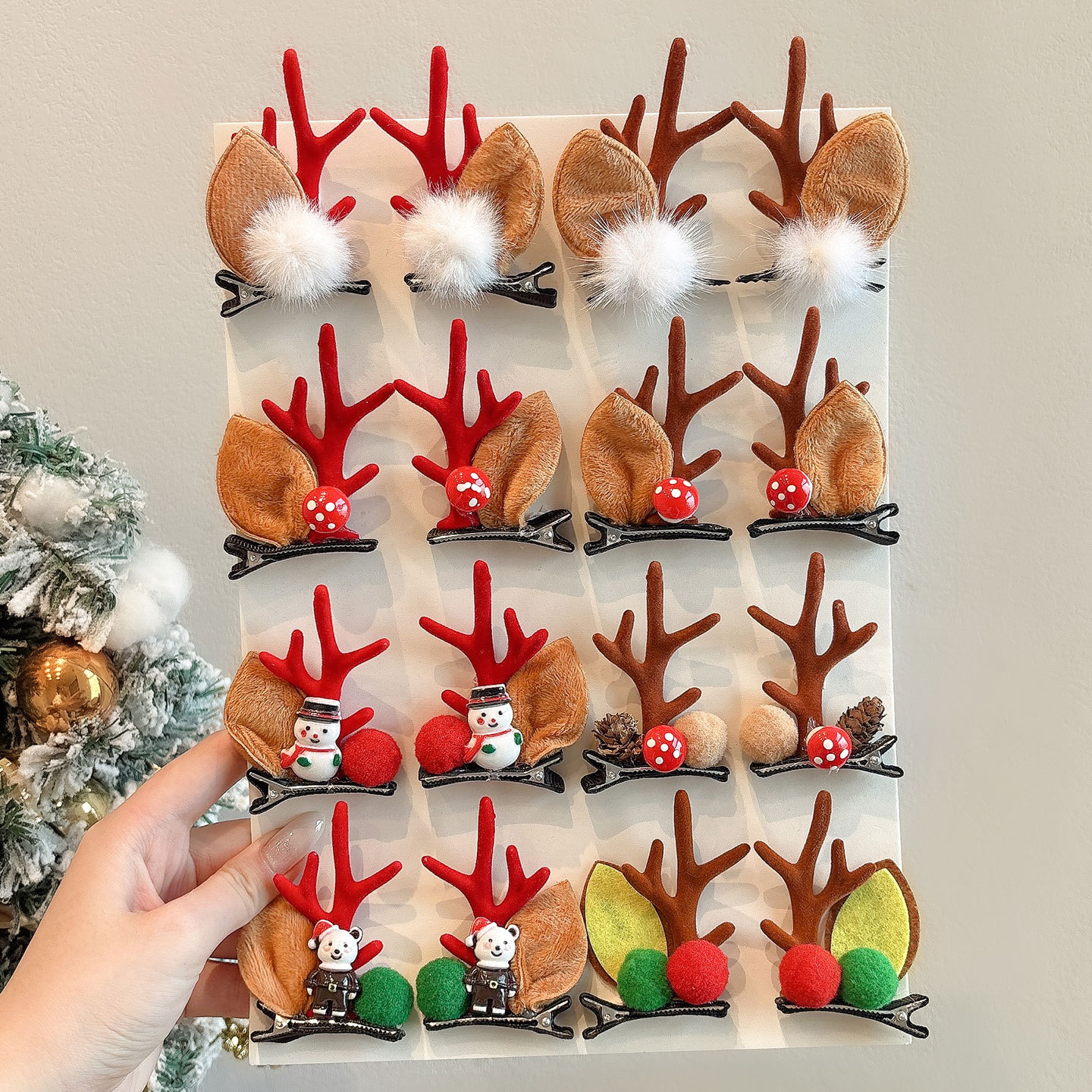 儿童圣诞节女童发卡麋鹿发夹装扮感拍照道具侧边夹bb夹头饰