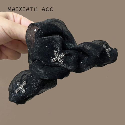 TKTK铂思亚星雨抓夹女轻奢气质感发夹韩系新款黑色百搭大号鲨鱼夹