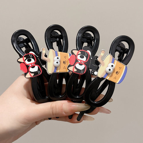 TKTK时尚猫咪扭扭夹盘发抓夹小众设计感卡通眼睛后脑勺一字发夹女