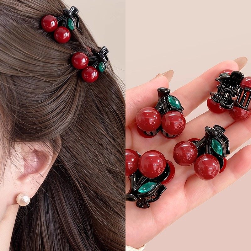 tktk红色樱桃小抓夹女感2025新款刘海发夹边夹侧边前额碎发卡头饰