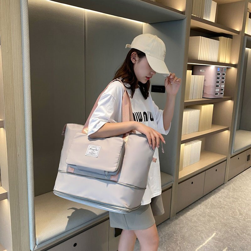 旅行包女双扩展可折叠健身包独立鞋仓干湿分离瑜伽包登机包单肩包