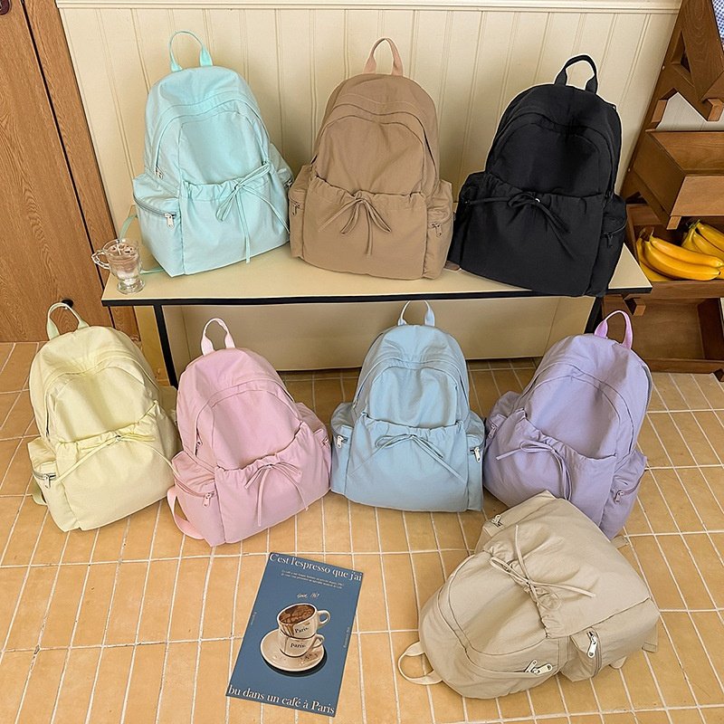 2026新款小清新学生书包大容量ins风休闲背包女可定制抽绳学院风