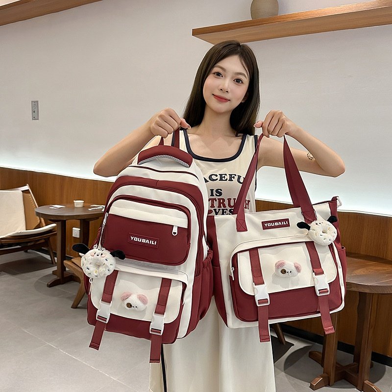 2026新款书包女生森系小清新中学生双肩包韩版ins高颜值撞色
