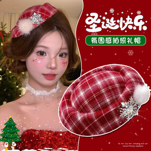TKTK圣诞节头饰蝴蝶结樱桃千金小礼帽女可爱发夹发卡装扮帽子新年