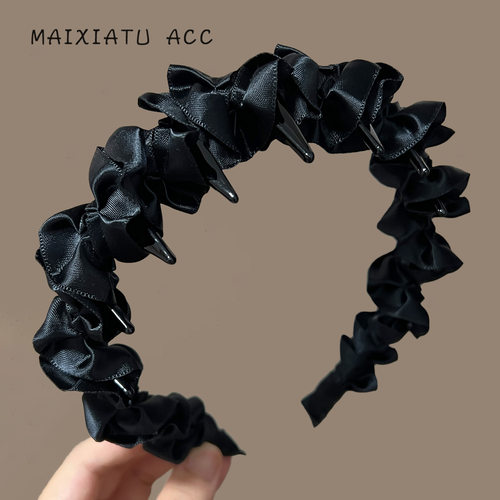 tktk感褶皱木耳边带齿发箍女高颅顶显脸小头箍气质百搭压发发卡新