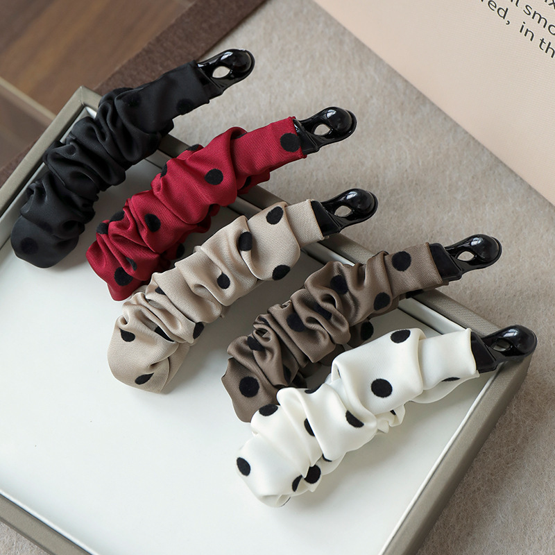 气质褶皱时尚波点竖夹子甜美香蕉夹鲨鱼夹头饰女后脑勺号发夹发卡