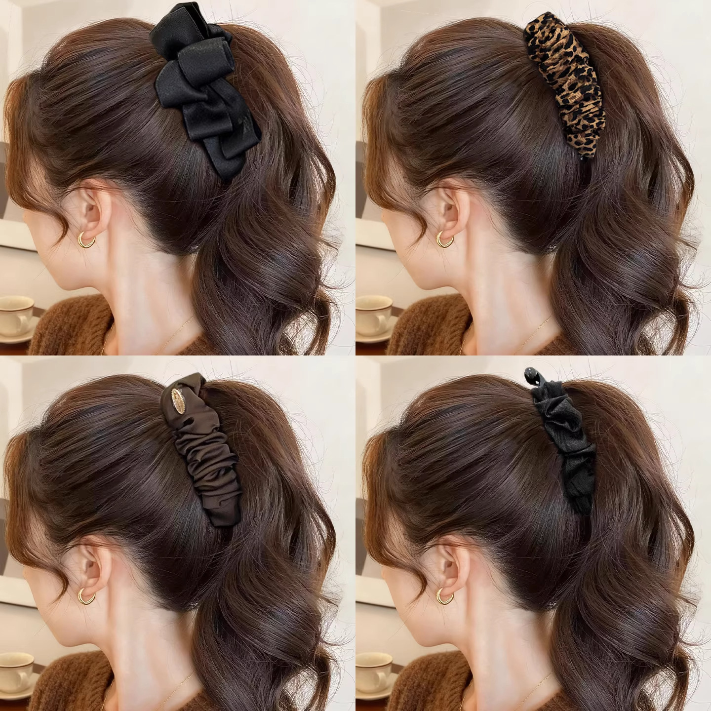 tktk秋冬花朵香蕉夹女2025新款感竖夹高马尾抓夹半扎发发夹摆摊卖