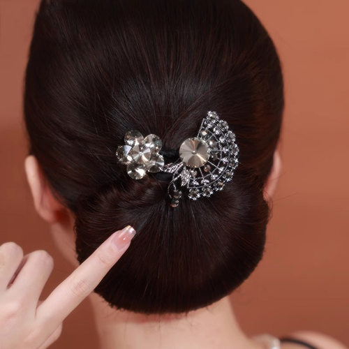 tktk跨境爆款扇形花朵盘发器女后脑勺发夹花苞头懒人扭扭夹头饰品