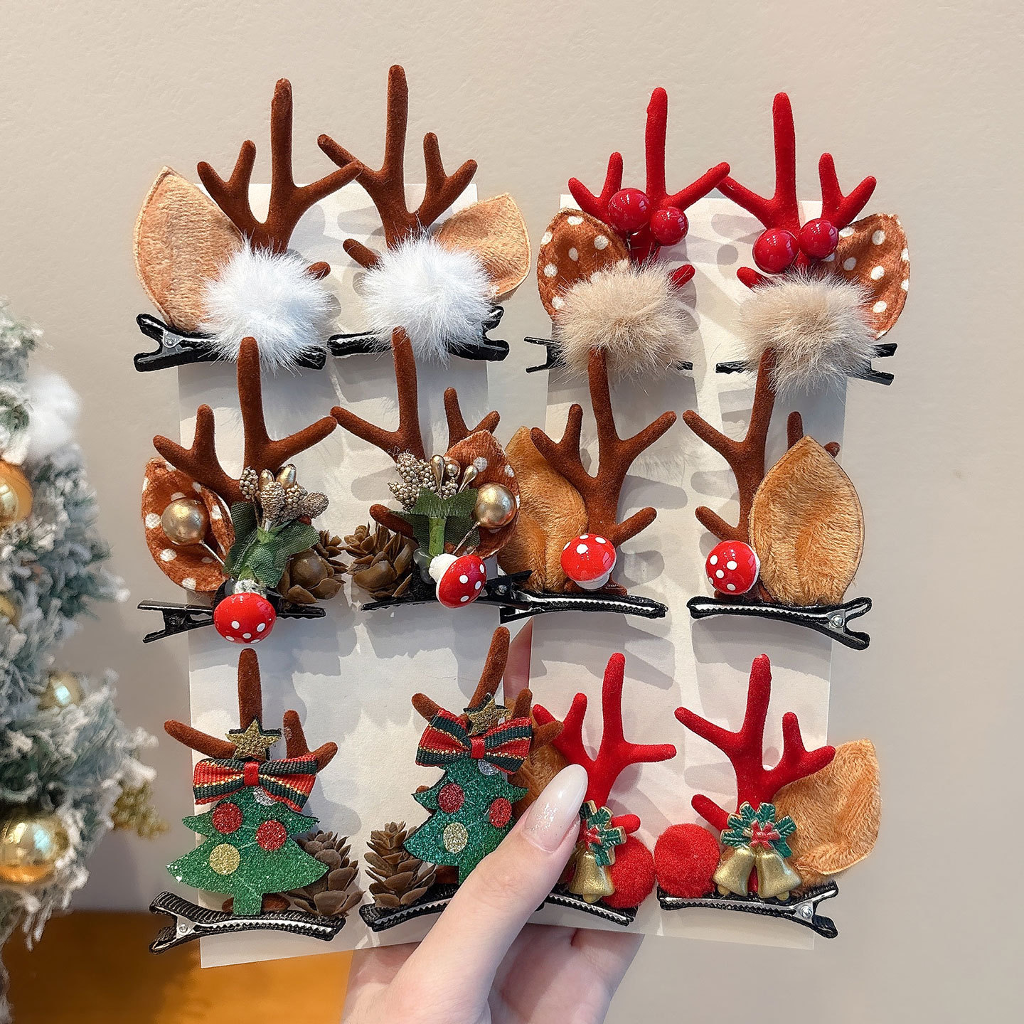 麋鹿节日发卡头饰前额2025新款圣诞节bb夹感儿童侧边夹发夹